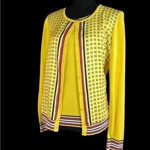 Talbots Beautiful Twinset Yellow Cardigan Sweaters | Size XS
